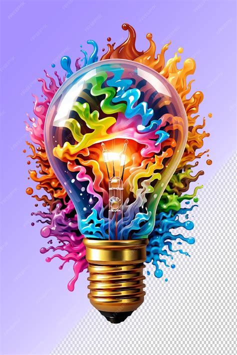 premium psd  light bulb  multicolored paint