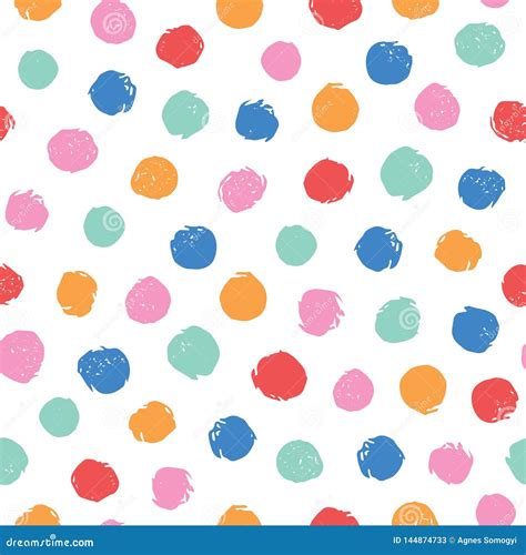 Colorful Irregular Polka Dots Vector Seamless Pattern Trendy Seamless