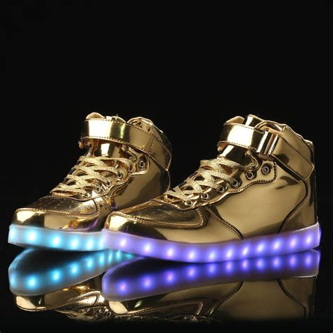 LED Shoes Kids High Top Gold Remote