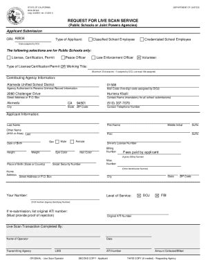 Fillable Online California School Employee Live Scan Form BCIA 8016A