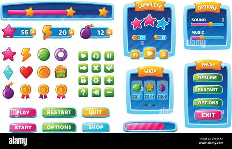 Game Ui Elements Mobile App Interface Buttons Icons And Panels