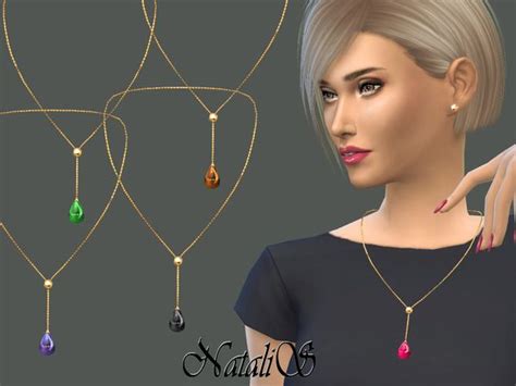 The Sims Resource Teardrop Cabochon Necklace By NataliS Sims 4