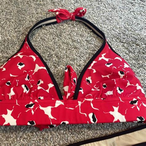 Victorias Secret Triangle Bikini Set Red Black Large Gem