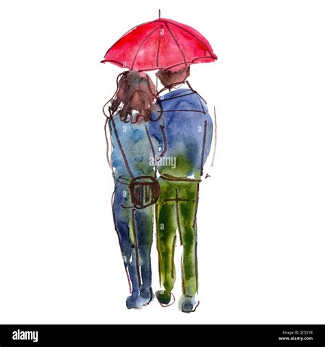 Couple Under Umbrella Silhouette Cutout