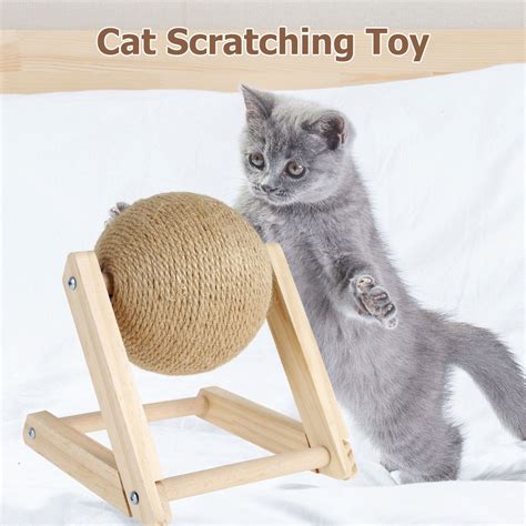 Rzvnmko Cat Scratcher Toy With Ball Natural Sisal Cat Scratching Ball