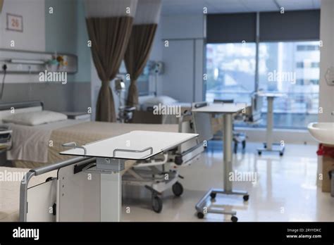 General View Of Patient Room With Beds And Medical Equipment At