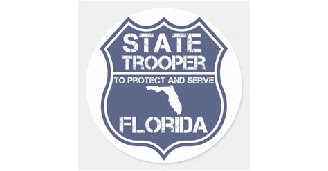 Florida State Trooper To Protect And Serve Classic Round Sticker | Zazzle