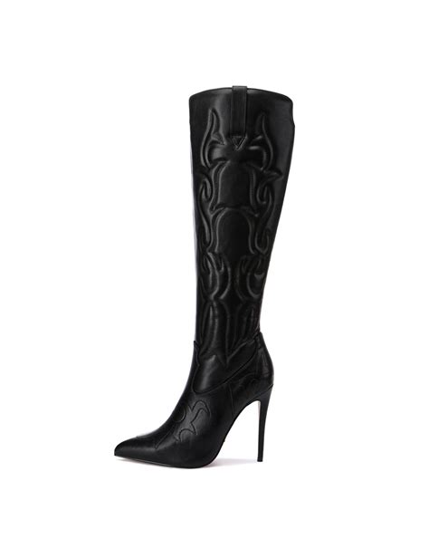 Giaro Eldora cowboy knee boots in black matte - Giaro High Heels ...