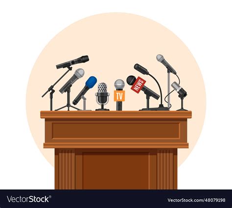 Press Conference Podium Tribune For Debate Vector Image