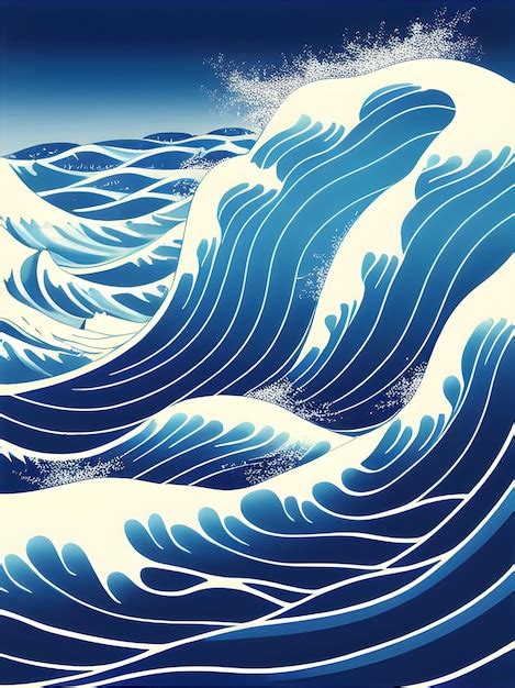 Ilustra O Em Estilo Japon S De Ondas No Mar Foto Premium