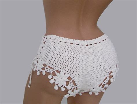 White Crochet Beach Shorts Sexy Bikini Shorts Summer Lace Etsy