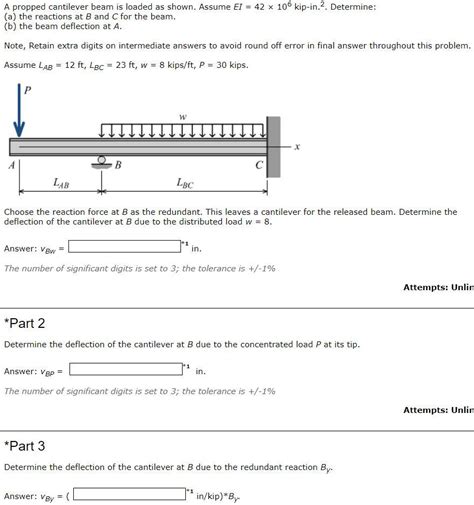 Solved A Propped Cantilever Beam Is Loaded As Shown Assume Chegg