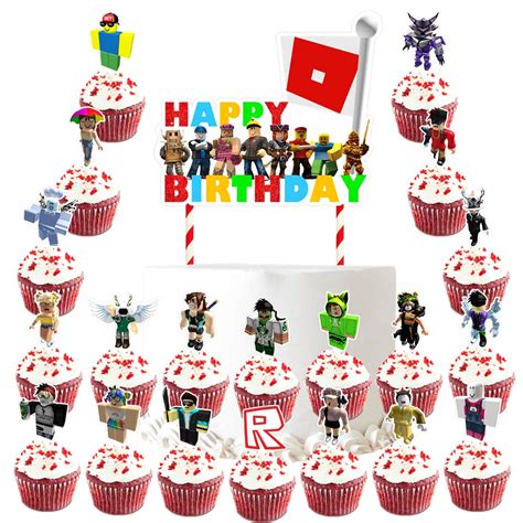 Buy 21 Cake Decorations For Roblox Cake Topper Cupcake Toppers Birthday Party Supplies Cupcake