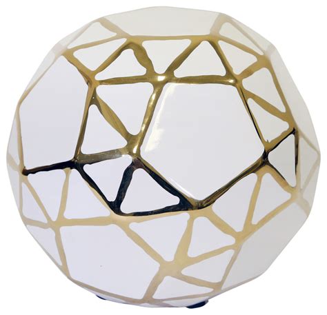 Sagebrook Home Ceramic Orb Whitegold 6 Contemporary Decorative Objects And Figurines By