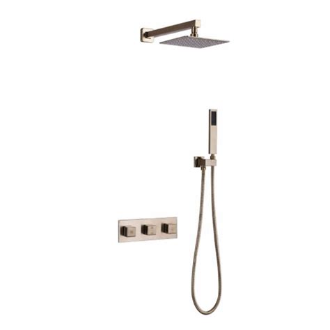 Bathselect Sénart Brushed Nickel Wall Mounted Thermostatic Mixer Shower Set