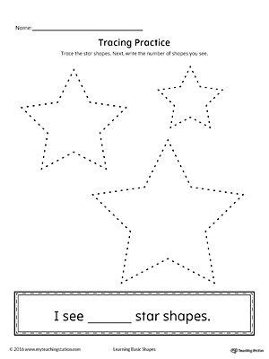 Geometric Shape Counting And Tracing Star Tracing Worksheets