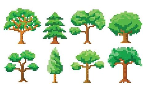 Pixel Tree Vector Art Icons And Graphics For Free Download