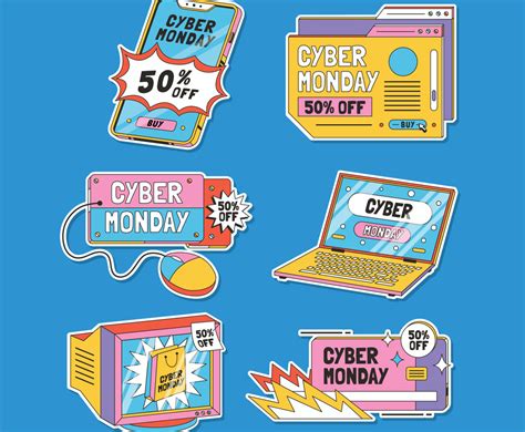 Cyber Monday Sale Sticker Set Freevectors