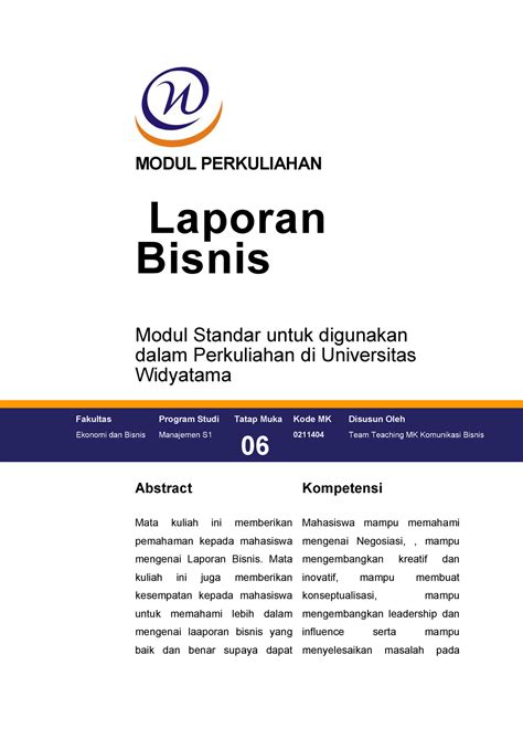 06 Modul Penulisan Laporan Bisnis Modul Perkuliahan Laporan Bisnis