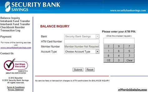 Security Bank Savings Atm Card Balance Inquiry Online Banking 18034