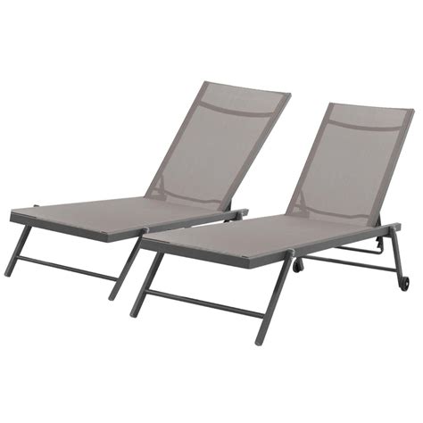 Lot De 2 Bains De Soleil Transat De Aluminium Inclinable Avec