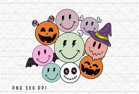 Smiley Face Groovy Halloween Retro PNG Graphic by Flora Co Studio ...