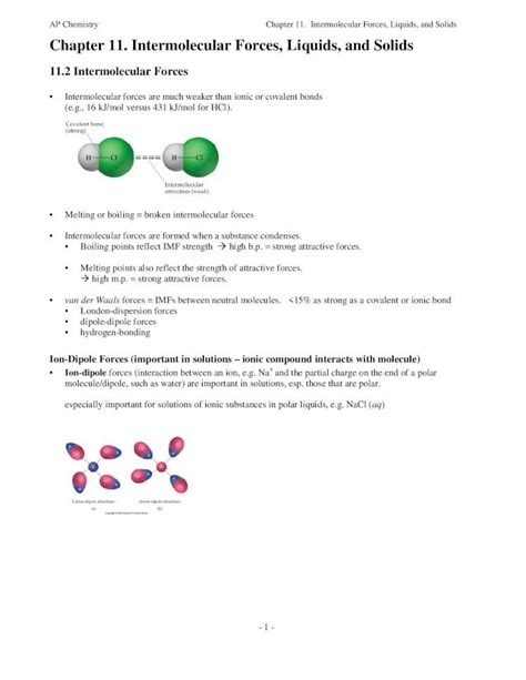 Pdf Ap Chemistry Chapter Intermolecular Forces Liquids