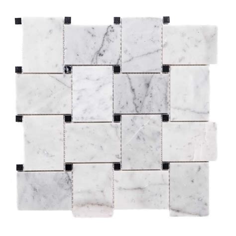 The Tile Life Santorini Basketweave Carrara 3 31 X 2 31 Marble Tile Flooring And Wall 4x4