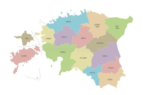 Vector Regional Map Of Estonia With Counties And Administrative