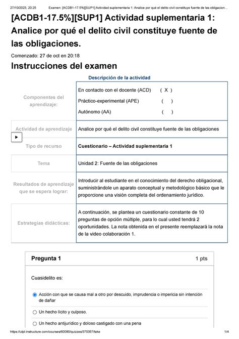 Examen ACDB 1 17 5 SUP 1 Actividad suplementaria 1 Analice por qué