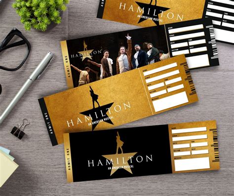 Printable HAMILTON Broadway Surprise Ticket Editable Musical Theatre