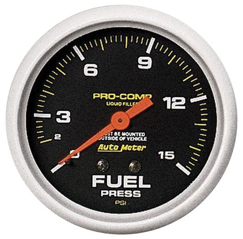 Autometer Gauge Fuel Pressure Auto Meter Pro Comp 2 5 8 0 15PSI