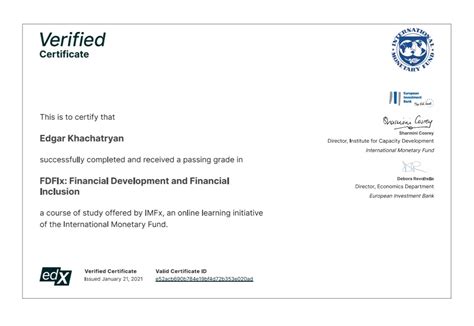 New Verified Certificate From Edx Imf And Eib Edgar Khachatryannew