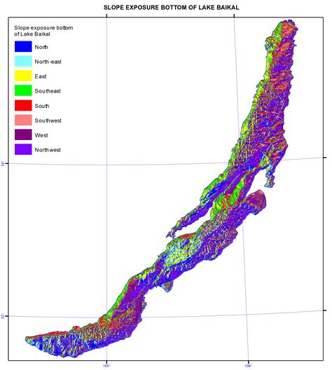 128 Slope Exposure Bottom Of Lake Baikal Map — English