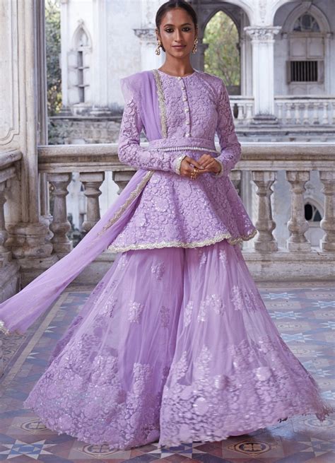 Lilac Kurta Sharara Set Renee Label Fabilicious Fashion