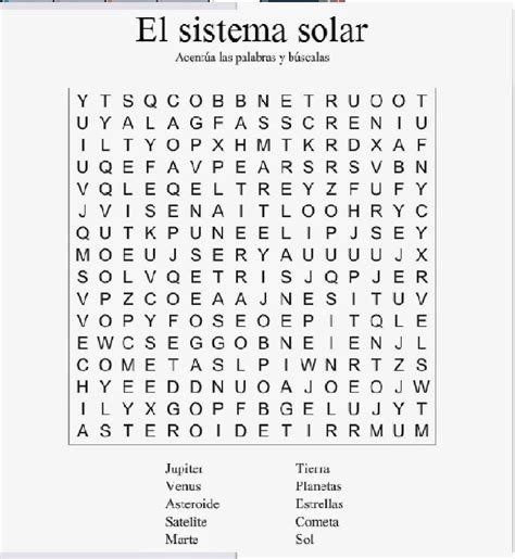 Sopas De Letras De Los Planetas Imagui