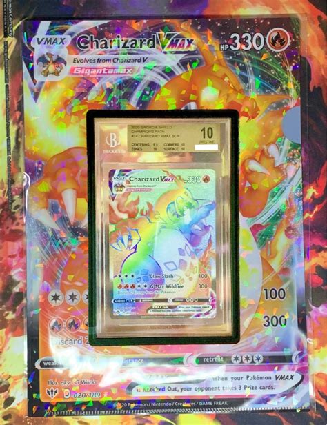 Pokemon BGS Pristine 10 Charizard VMAX 74 Hyper Rare Rainbow PSA 10