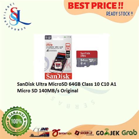 Jual SanDisk Ultra MicroSD 64GB Class 10 C10 A1 Micro SD 140MB S