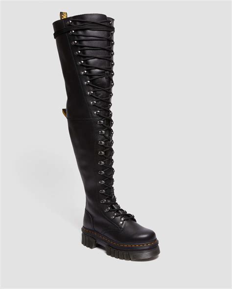 Audrick 22 Eye Extreme Lace Knee High Platform Botos In Black Dr Martens