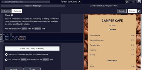 Learn Basic Css By Building A Cafe Menu Step 59 Html Css The Freecodecamp Forum