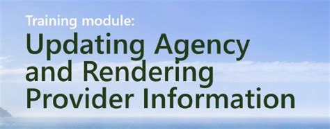 Updating Agency And Rendering Provider Information Developmental