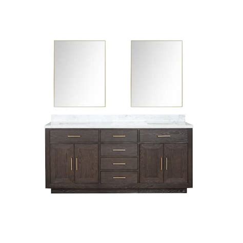 Lexora Condor In W X In D Brown Oak Double Bath Vanity Carrara