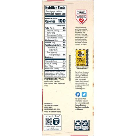 Quaker Oatmeal Nutrition Facts