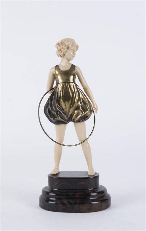 Art Deco Girl With Hoop Statue Figures Groups Sculpture Statuary