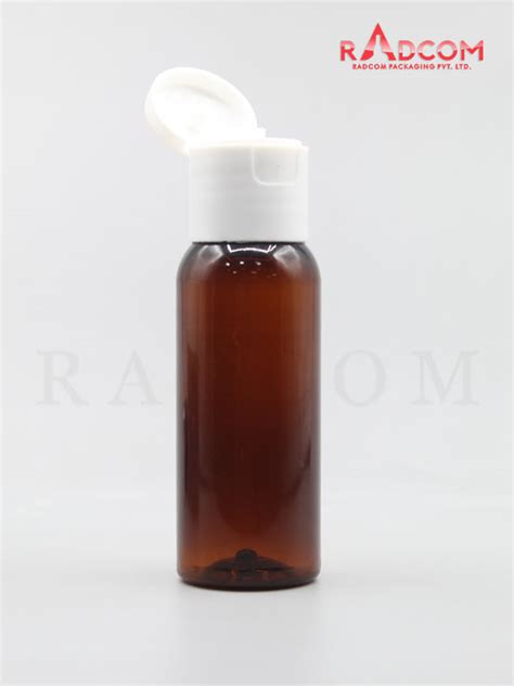 Ml Boston Amber Pet Bottle With White Flip Top