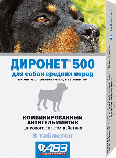 Dironet 500 tablets for medium dogs: product description, contents ...