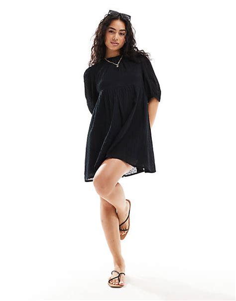 Wednesdays Girl Dobby Mini Smock Dress In Black Asos