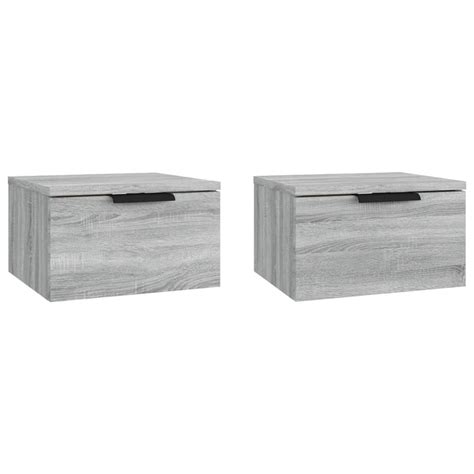 Ayhao3 Tables De Chevet Murales 2 Pcs Sonoma Gris 34x30x20 Cm 60299