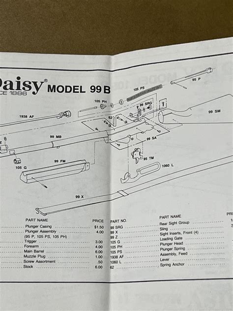 Original Vintage Daisy Model 95b 99b 105b 111b 1938b Parts Manual Ebay