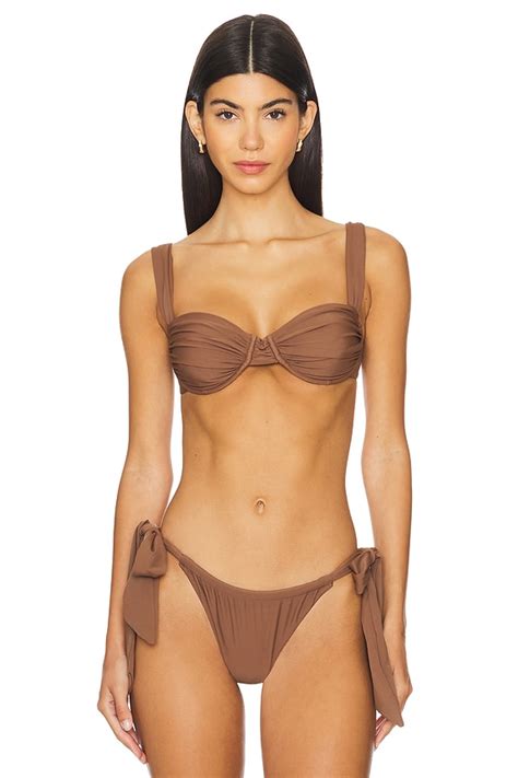 Faithfull The Brand Sol Bikini Top In Cocoa Revolve